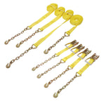4-Pack 2 Inch x 30 Ft Chain Ratchet Straps 10000lbs with Chains & Grab Hooks