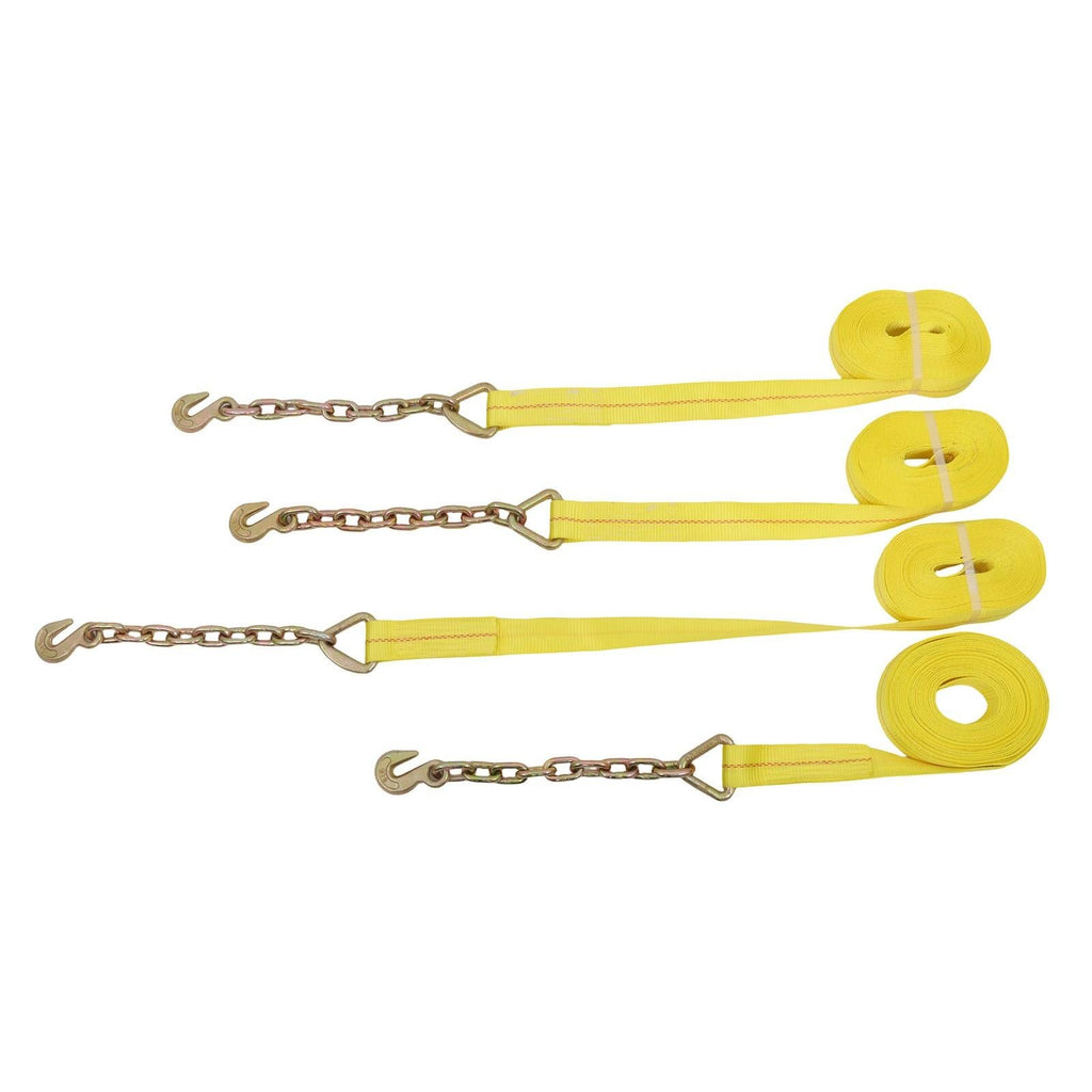 4-Pack 2 Inch x 30 Ft Chain Ratchet Straps 10000lbs with Chains & Grab Hooks