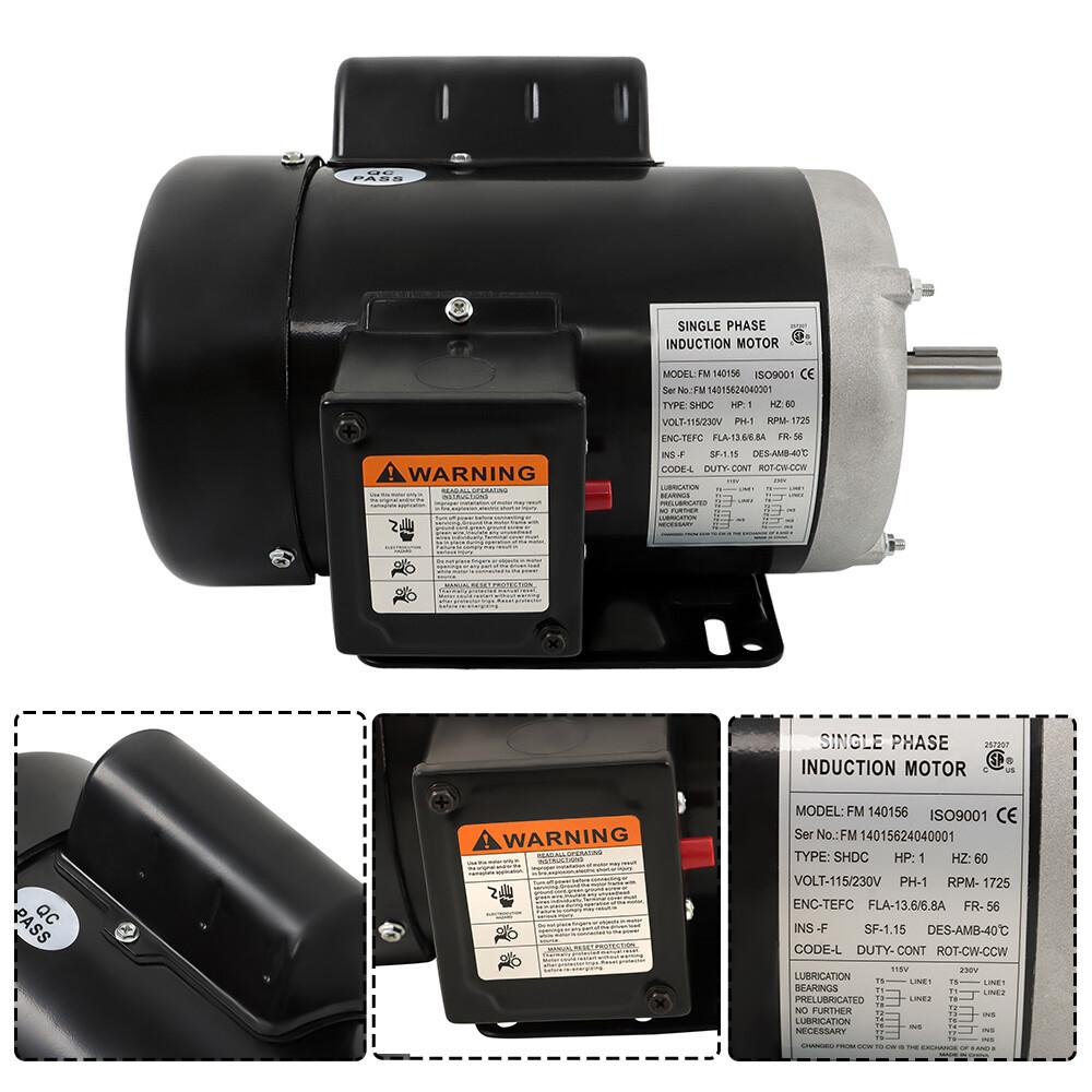 1HP Single Phase 230/115 Volt 1800 RPM General Purpose Electric Motor