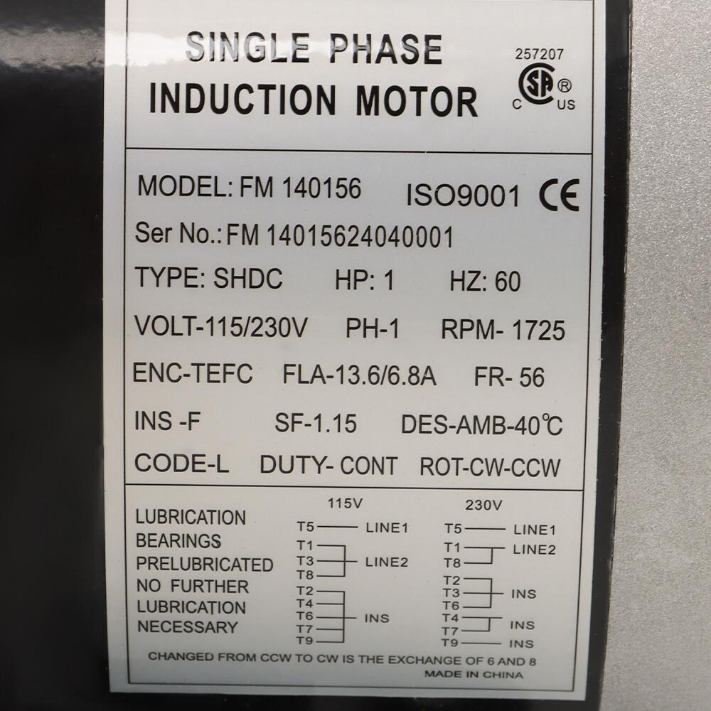 1HP Single Phase 230/115 Volt 1800 RPM General Purpose Electric Motor