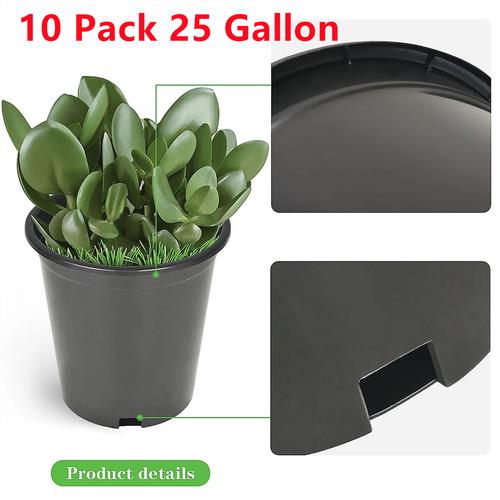 10 Pack 25 Gallon Large Premium Nursery Pot Root Garden Container Black Plastic