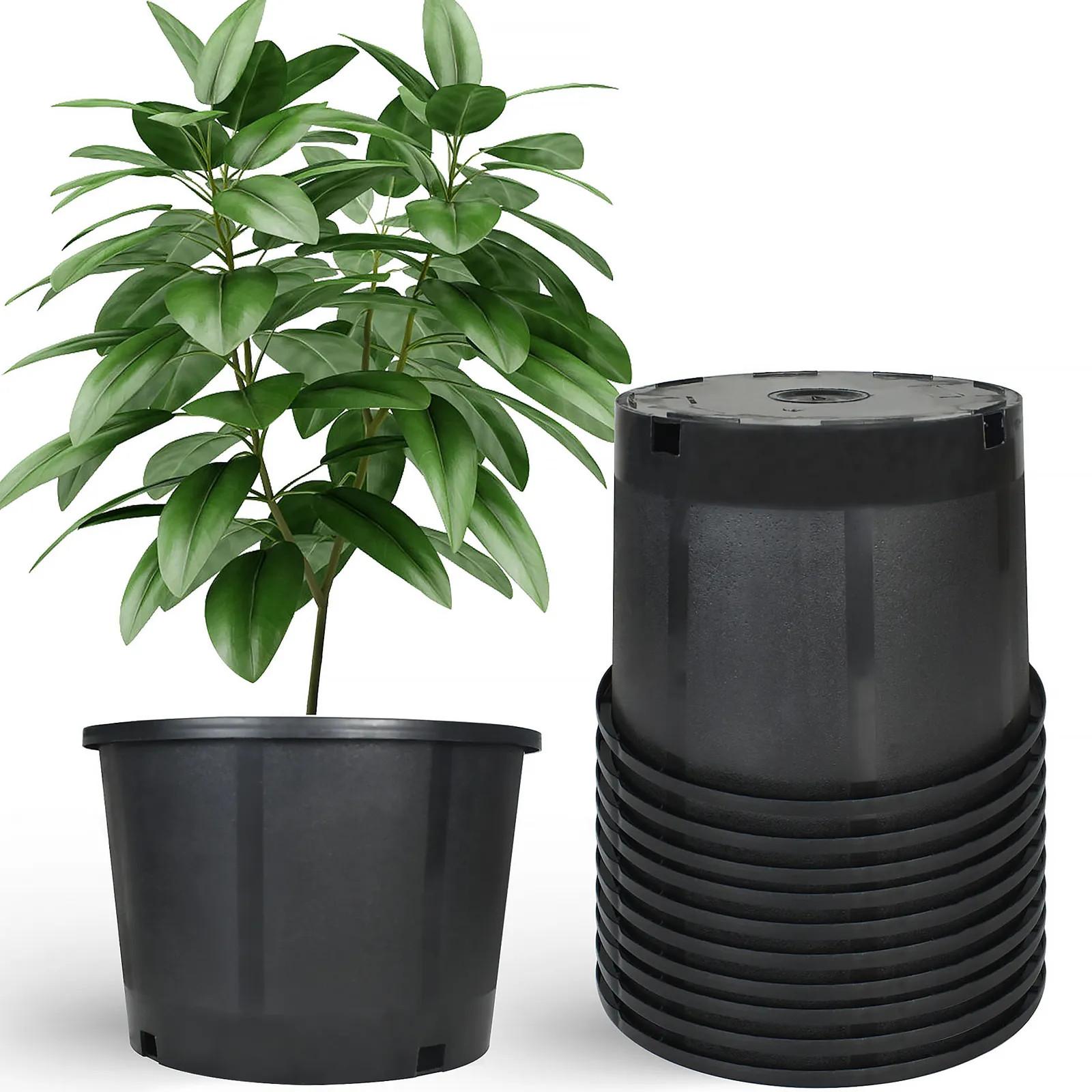 10 Pack 25 Gallon Large Premium Nursery Pot Root Garden Container Black Plastic