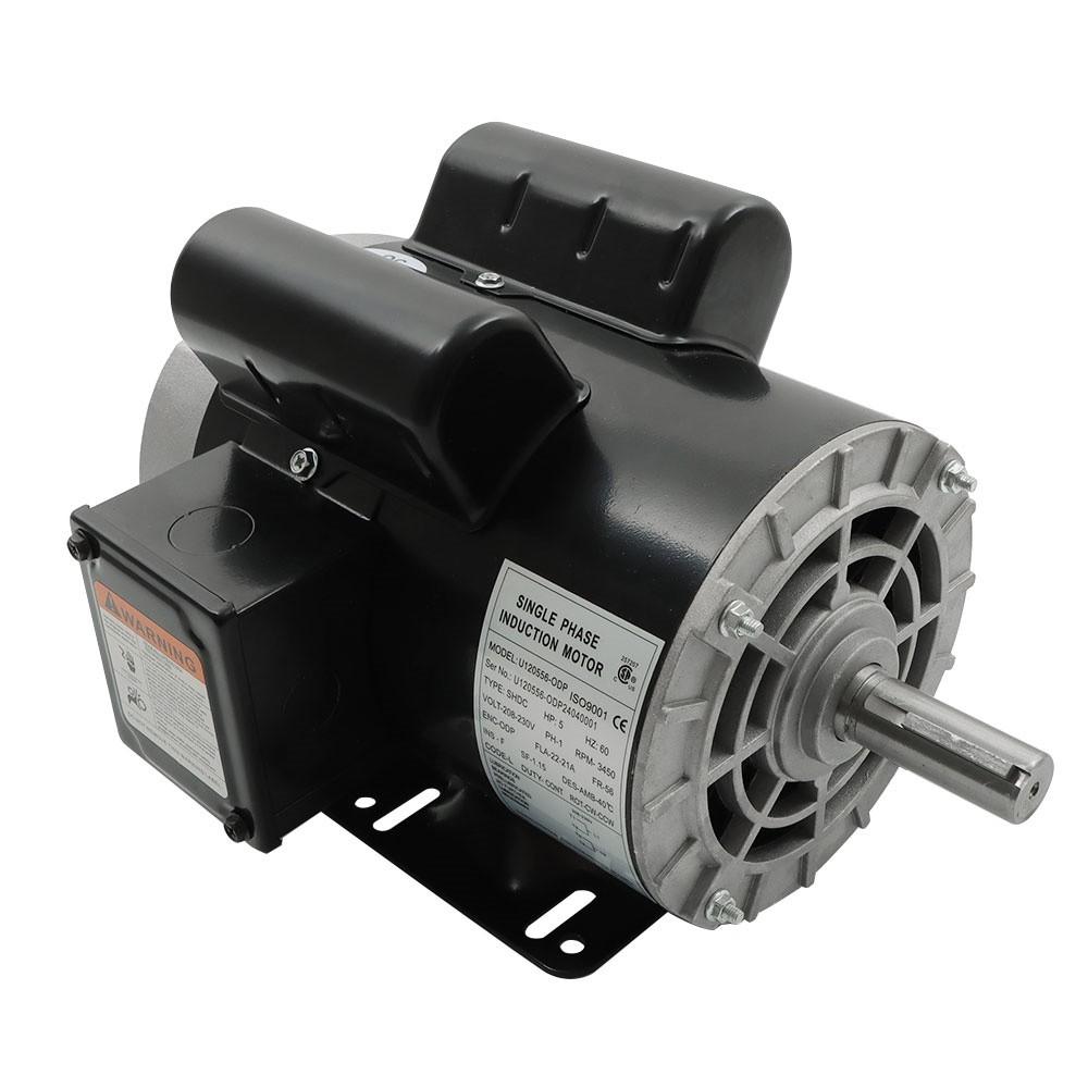 5 HP Compressor Duty Electric Motor Single Phase 3450 RPM 5/8" Shaft 208V-230V