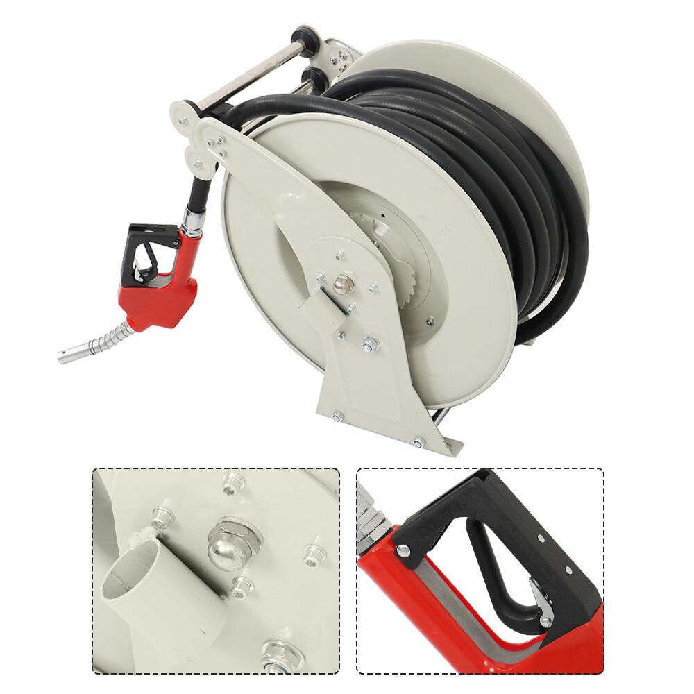 3/4" × 50' Diesel Hose Reel Retractable Fuel Hose Reel Auto Refueling Nozzle Gun
