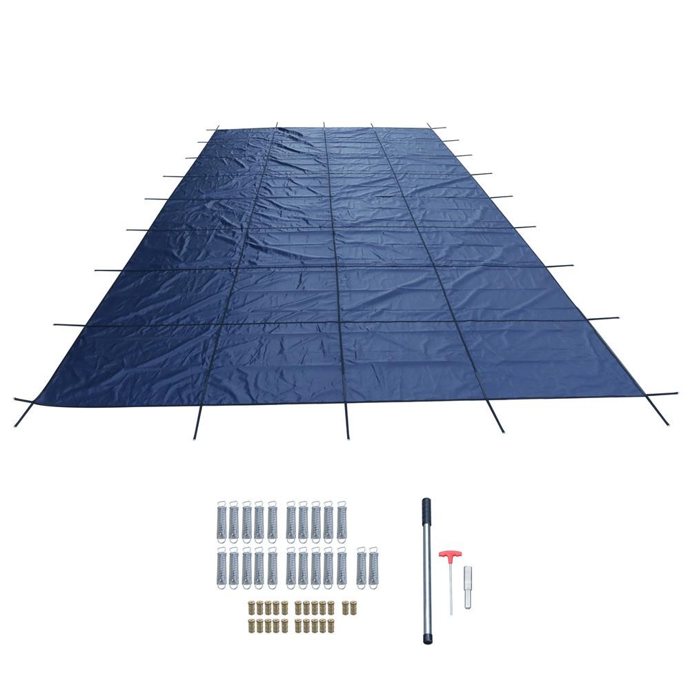 Inground Pool Safety Cover For 14' x 28' Blue Mesh For Backyard Yard  W/ Anchor