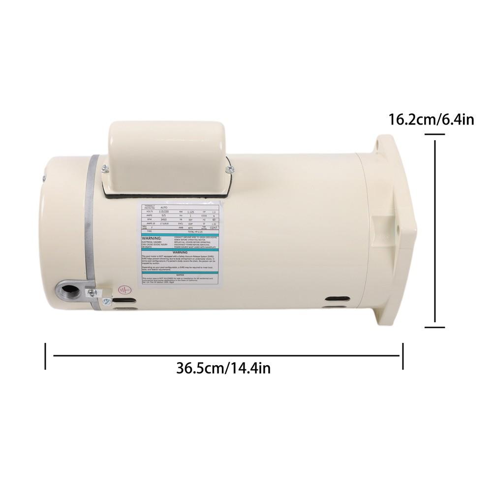 355012S 1.5 HP Single Speed Pool Pump Motor 56Y Square Frame Flange 3450 RPM