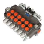 6 Spool 21 GPM 3625 PSI Hydraulic Directional Control Valve SAE With 2 Joysticks