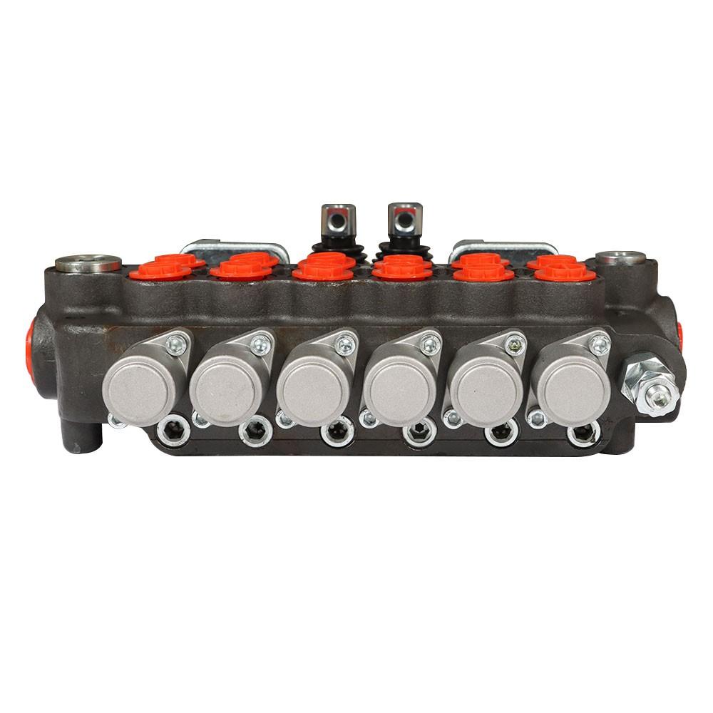 6 Spool 21 GPM 3625 PSI Hydraulic Directional Control Valve SAE With 2 Joysticks