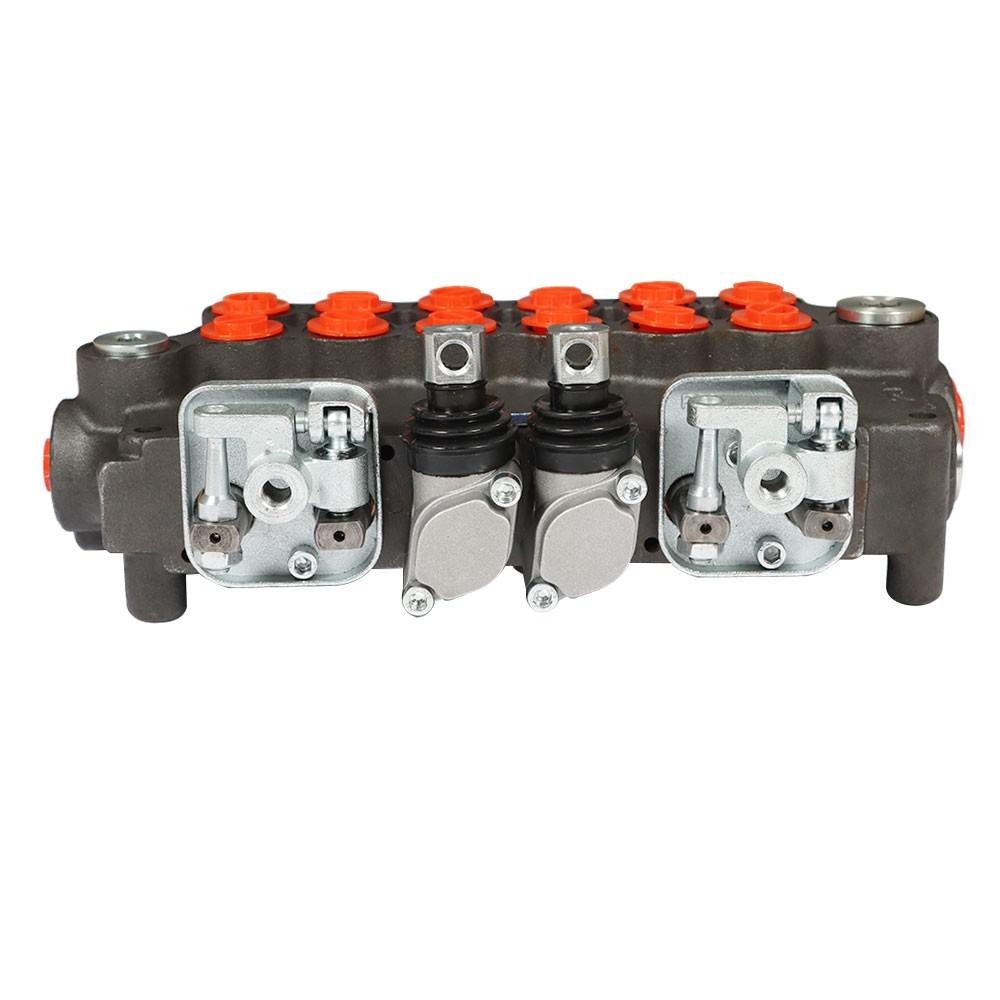 6 Spool 21 GPM 3625 PSI Hydraulic Directional Control Valve SAE With 2 Joysticks