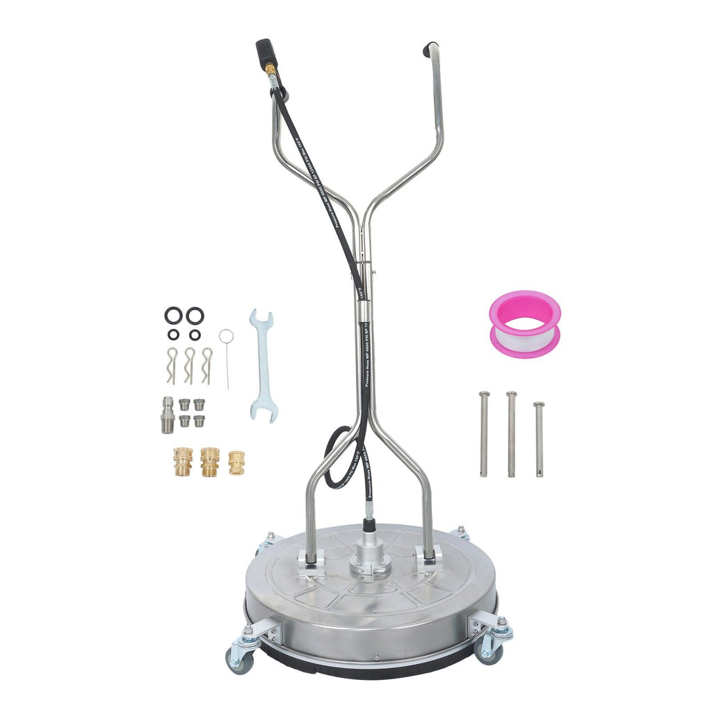 24" Pressure Washer Surface Cleaner Stainless Steel Dual Handle Surface Cleaner