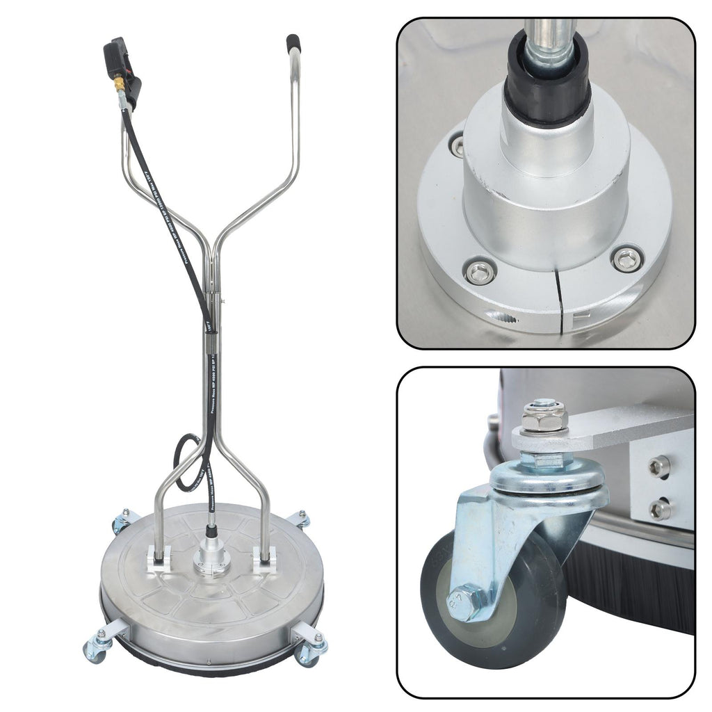 24" Pressure Washer Surface Cleaner Stainless Steel Dual Handle Surface Cleaner