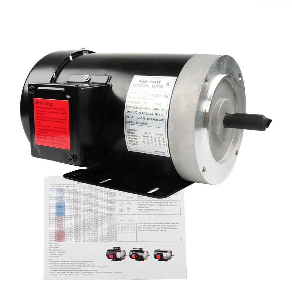New 2 HP 3 Phase Electric Motor 56C Frame 1800 RPM TEFC 230 / 460 Volt