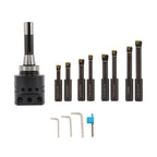 8Pieces Indexable 3/4" Boring Bar Set+3" Boring head R8 Shank Dial Reading 0-100