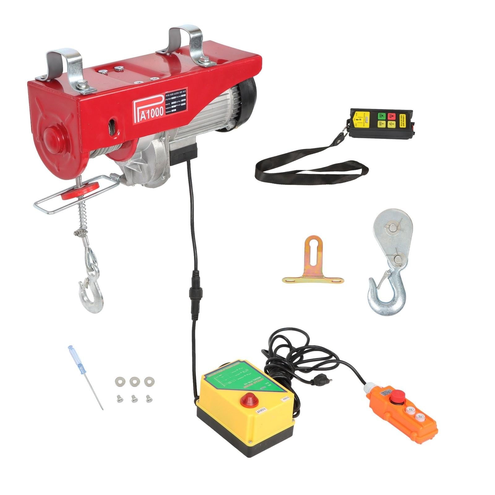 1600W 110V 2200lbs Electric Hoist 328ft Wireless & 14ft Wired Remote Control