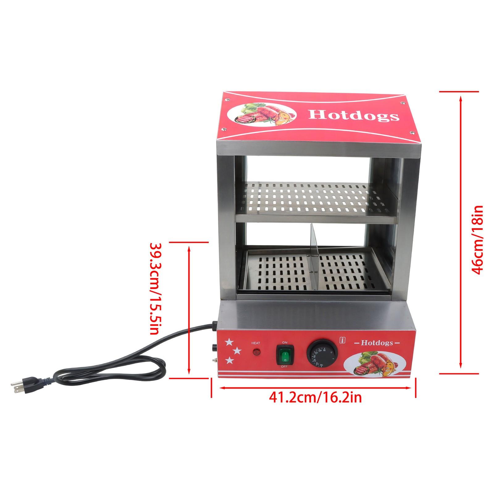 2-Tier Hot Dog Hut Steamer with Precise Temp Control & Bun Warmer 27L