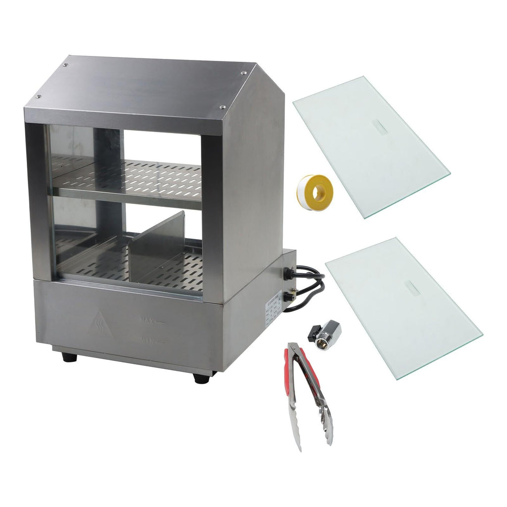 2-Tier Hot Dog Hut Steamer with Precise Temp Control & Bun Warmer 27L