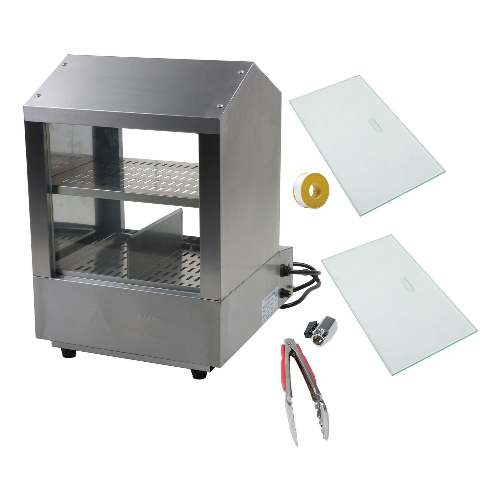 2-Tier Hot Dog Hut Steamer with Precise Temp Control & Bun Warmer 27L