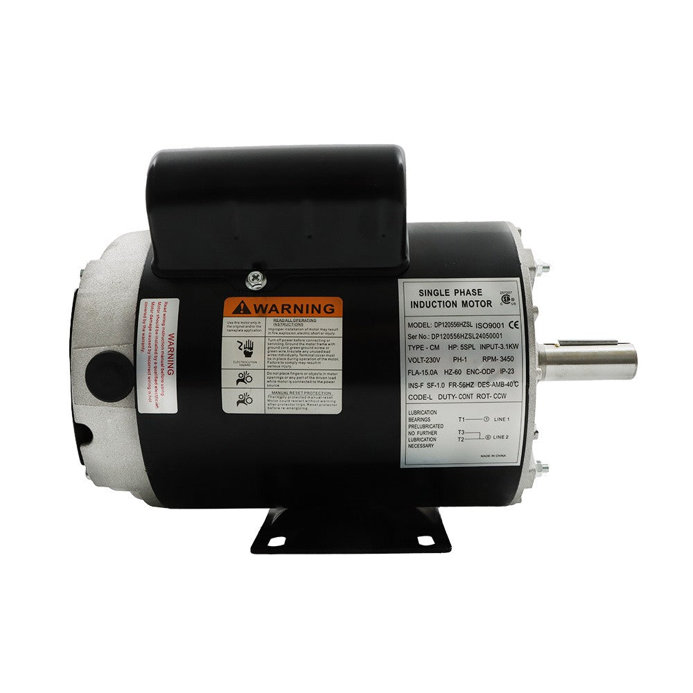 5 HP SPL 1 Phase 3450RPM Electric Air Compressor Duty Motor 56HZ  7/8" Shaft New