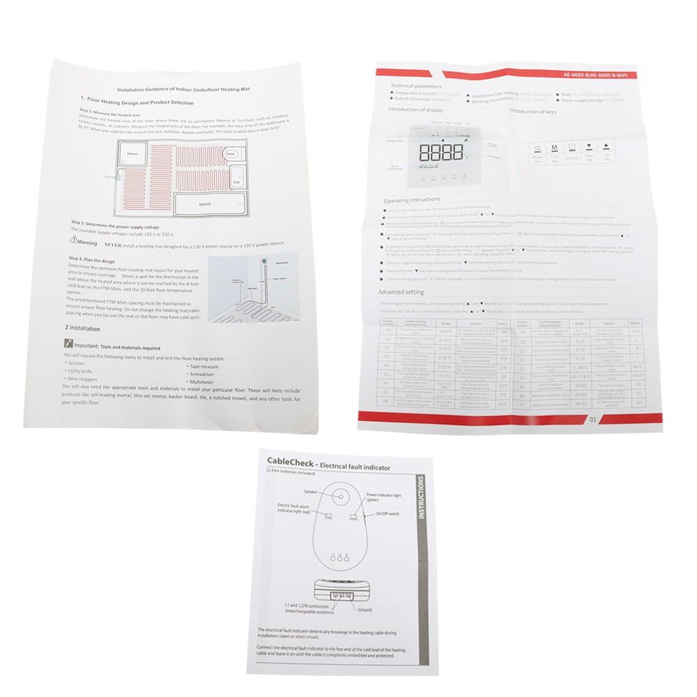 100 Sqft Floor Heating Mat Kit Electric Radiant Floor Heating System 120V