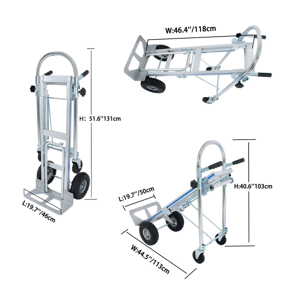 Folding Dolly Cart 1000lbs Capacity Aluminum Hand Truck Folding Trolley 4in1