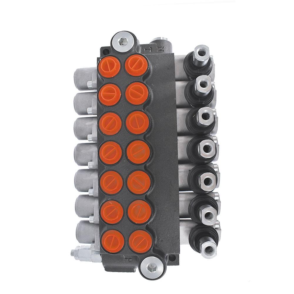 7 Spool Hydraulic Monoblock Double Acting Control Valve11 GPM, SAE Ports New