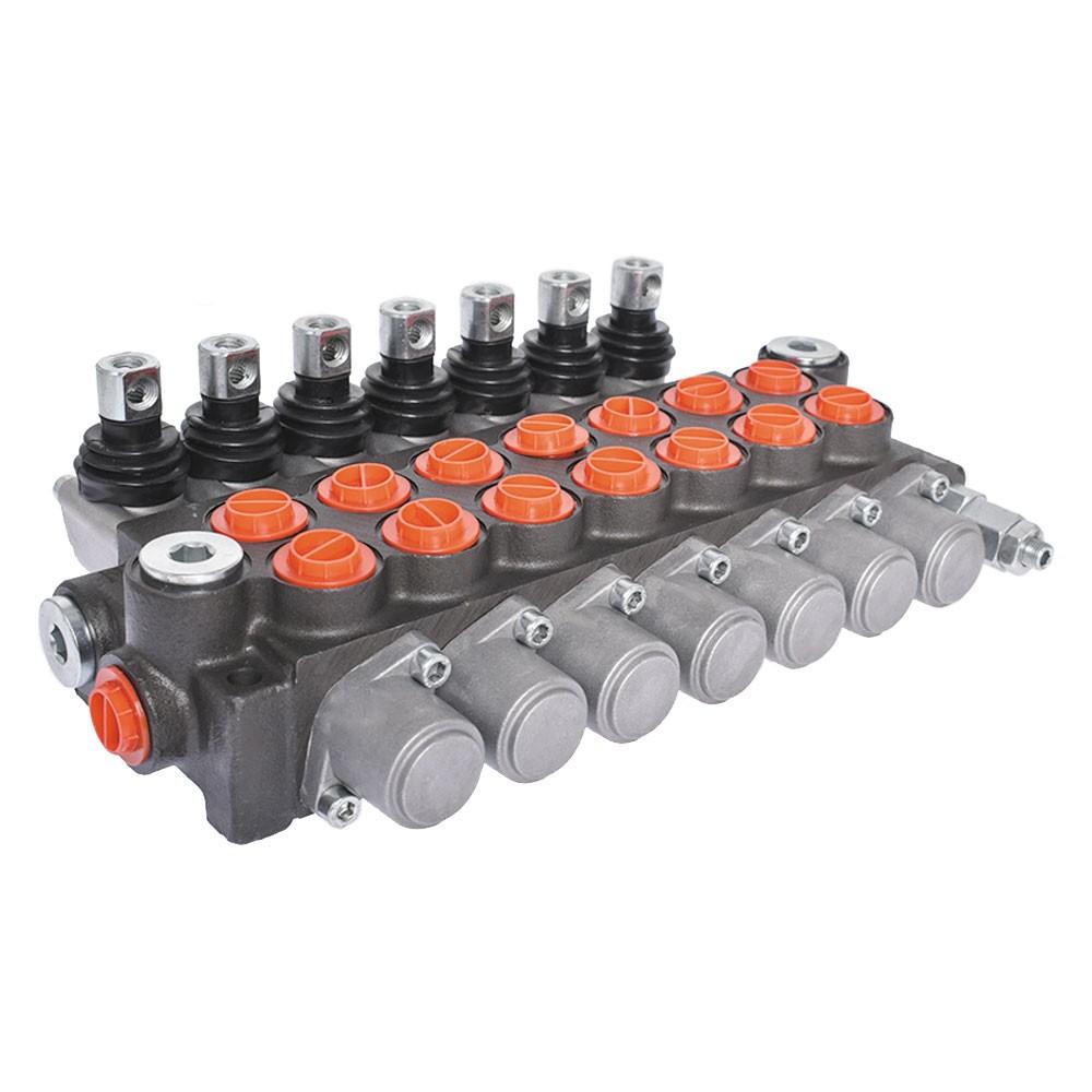 7 Spool Hydraulic Monoblock Double Acting Control Valve11 GPM, SAE Ports New