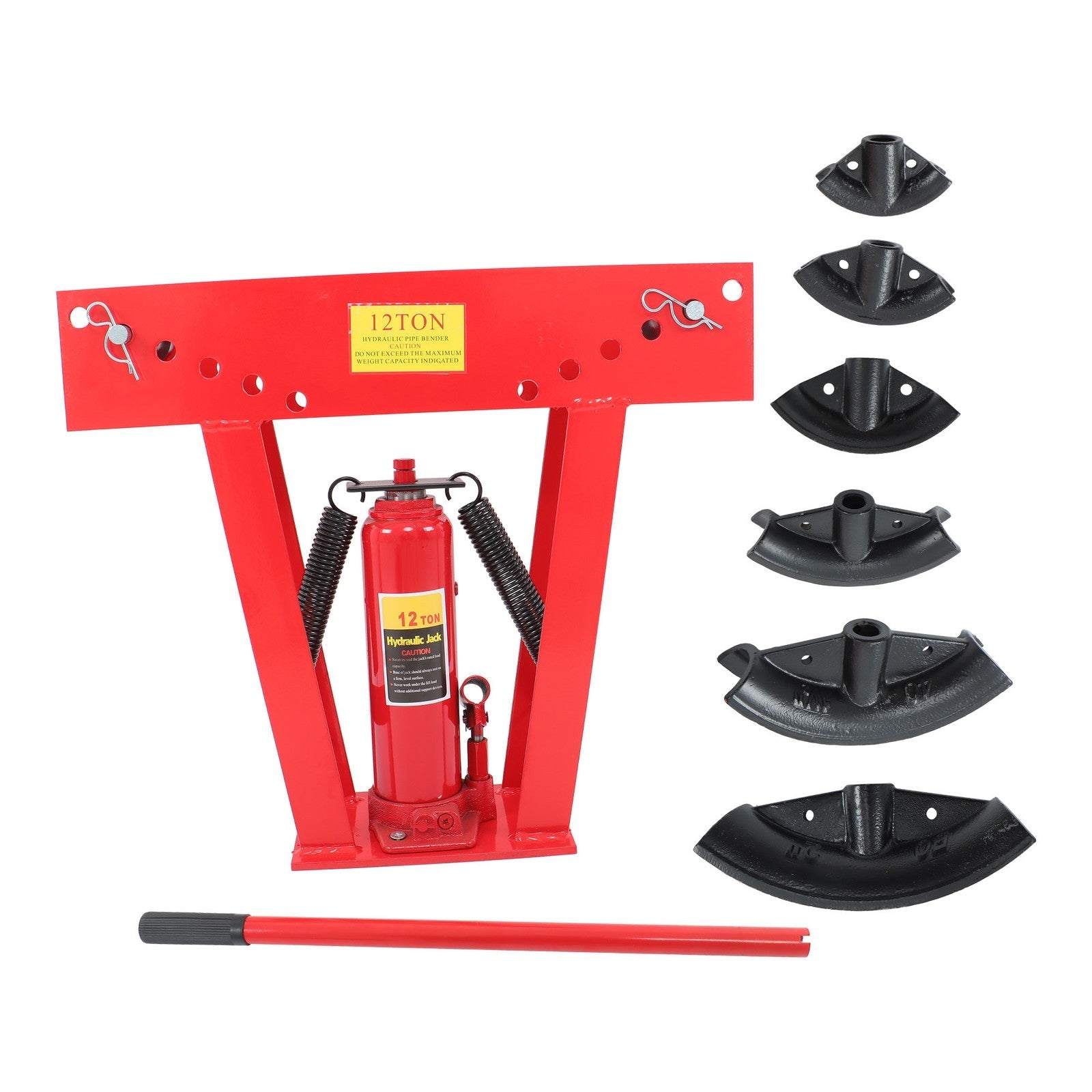 12T Pipe Bender Manual Hydraulic Piping Bending Exhaust Tube W/ 6 Dies (1/2"-2")