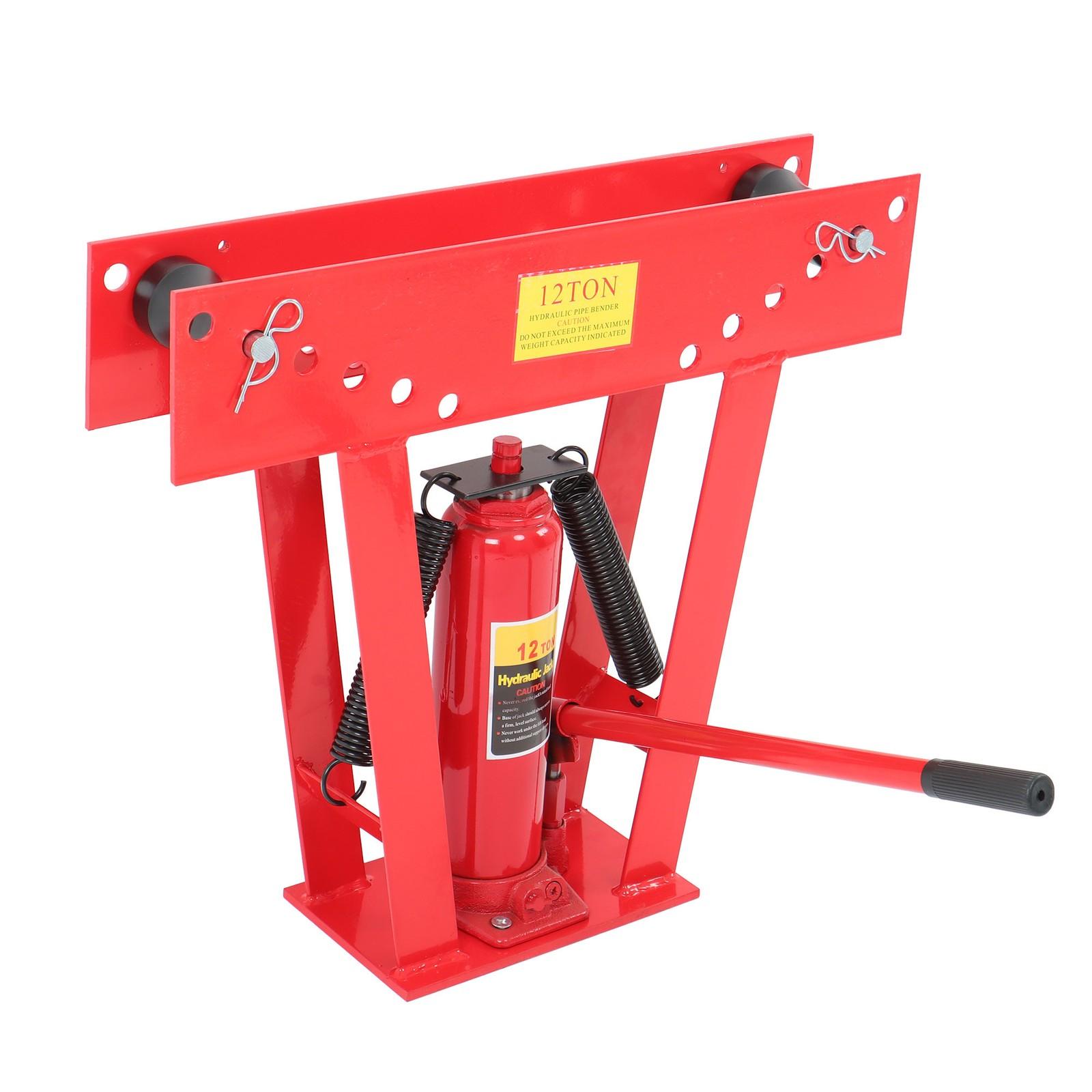 12T Pipe Bender Manual Hydraulic Piping Bending Exhaust Tube W/ 6 Dies (1/2"-2")
