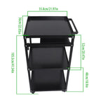 3-Shelf Aluminum Workstation Cart Utility Presentation Cart With Keyboard Tray