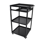 3-Shelf Aluminum Workstation Cart Utility Presentation Cart With Keyboard Tray