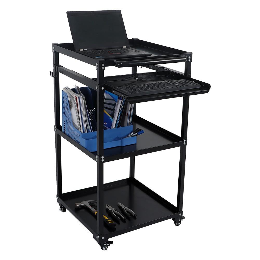 Mobile Working Platform Aluminum Office Desk Hand Cart With Keyboard Tray