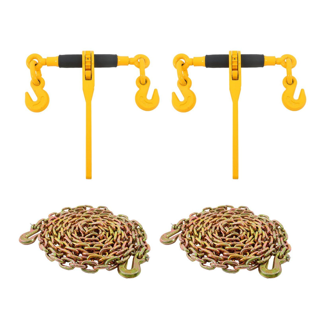 Ratchet Chain Binder 3/8"-1/2" Load Binders 12000 lbs with G80 Chains 2PCS