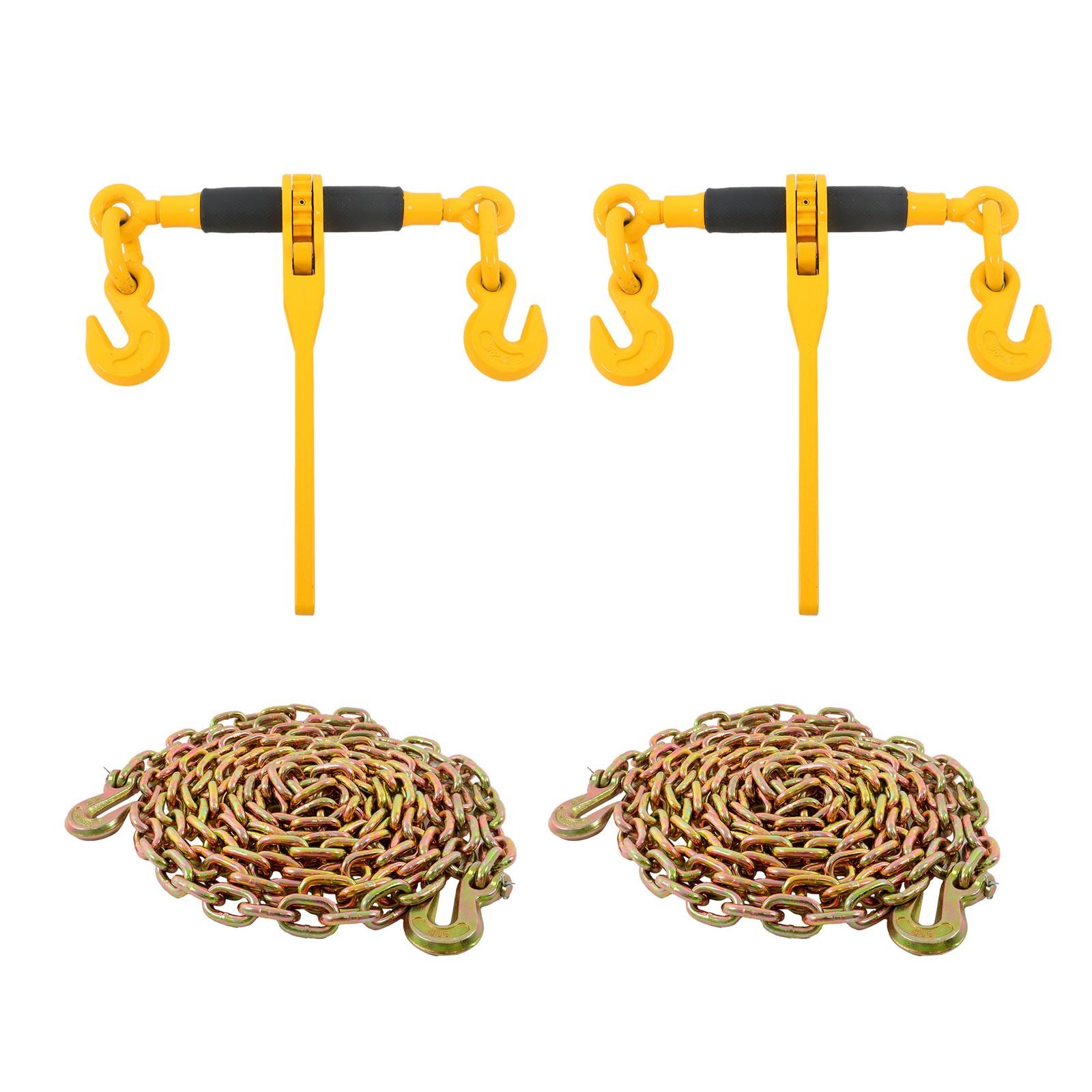 Ratchet Chain Binder 3/8"-1/2" Load Binders 12000 lbs with G80 Chains 2PCS