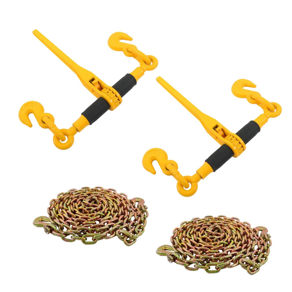 Ratchet Chain Binder 3/8"-1/2" Load Binders 12000 lbs with G80 Chains 2PCS