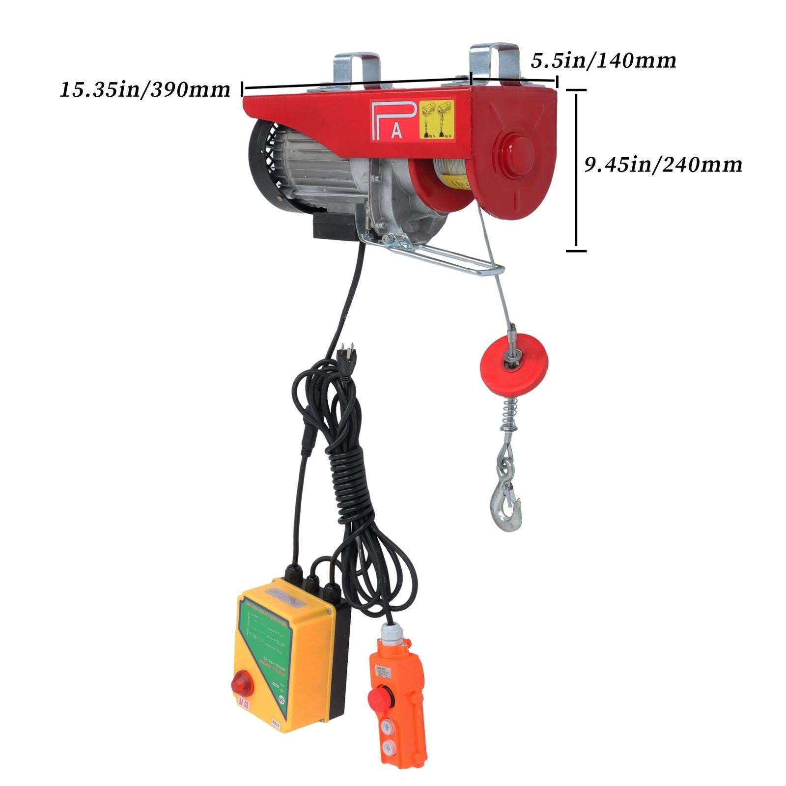 1320lbs Electric Hoist w/ Wireless & Wired Dual Control 40ft/20ft Lifting Height