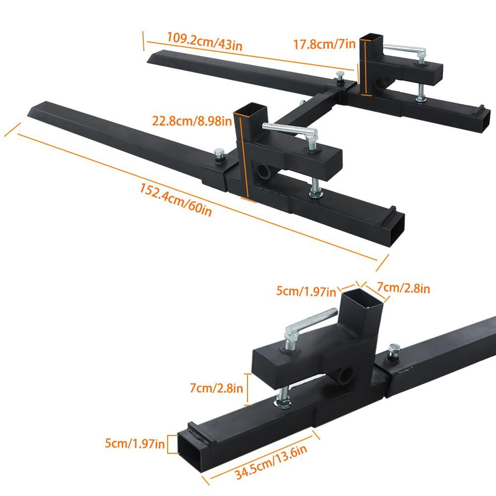 60 In Clamp on Pallet Forks 2000 LBS Heavy Duty Quick Attach Bucket Fork
