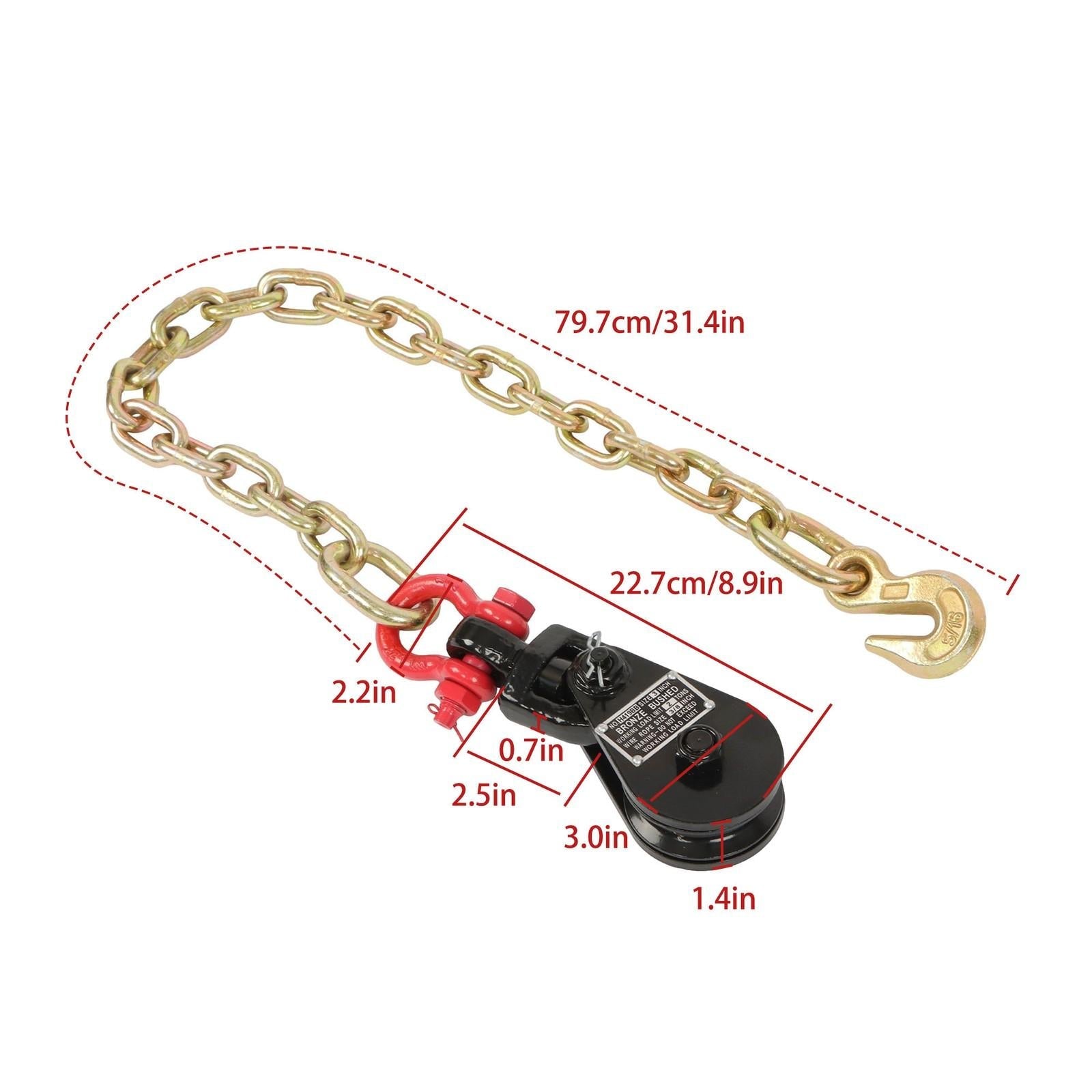 4 X 2 Ton Snatch Block w/ Chain Flatbed Tow Truck Rollback Car Carrier Cable