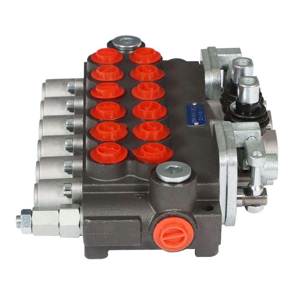 Hydraulic Backhoe 11GPM Directional Control Valve 6 Spool With 2 Joysticks