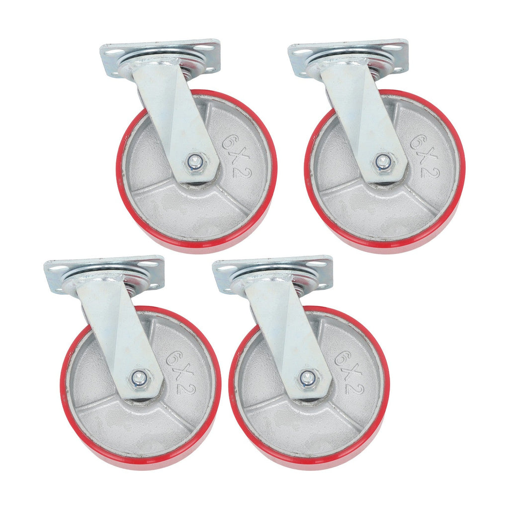 4 Pack Heavy Duty Swivel Caster Wheels 6" × 2" Polyurethane 4800Lbs Industrial