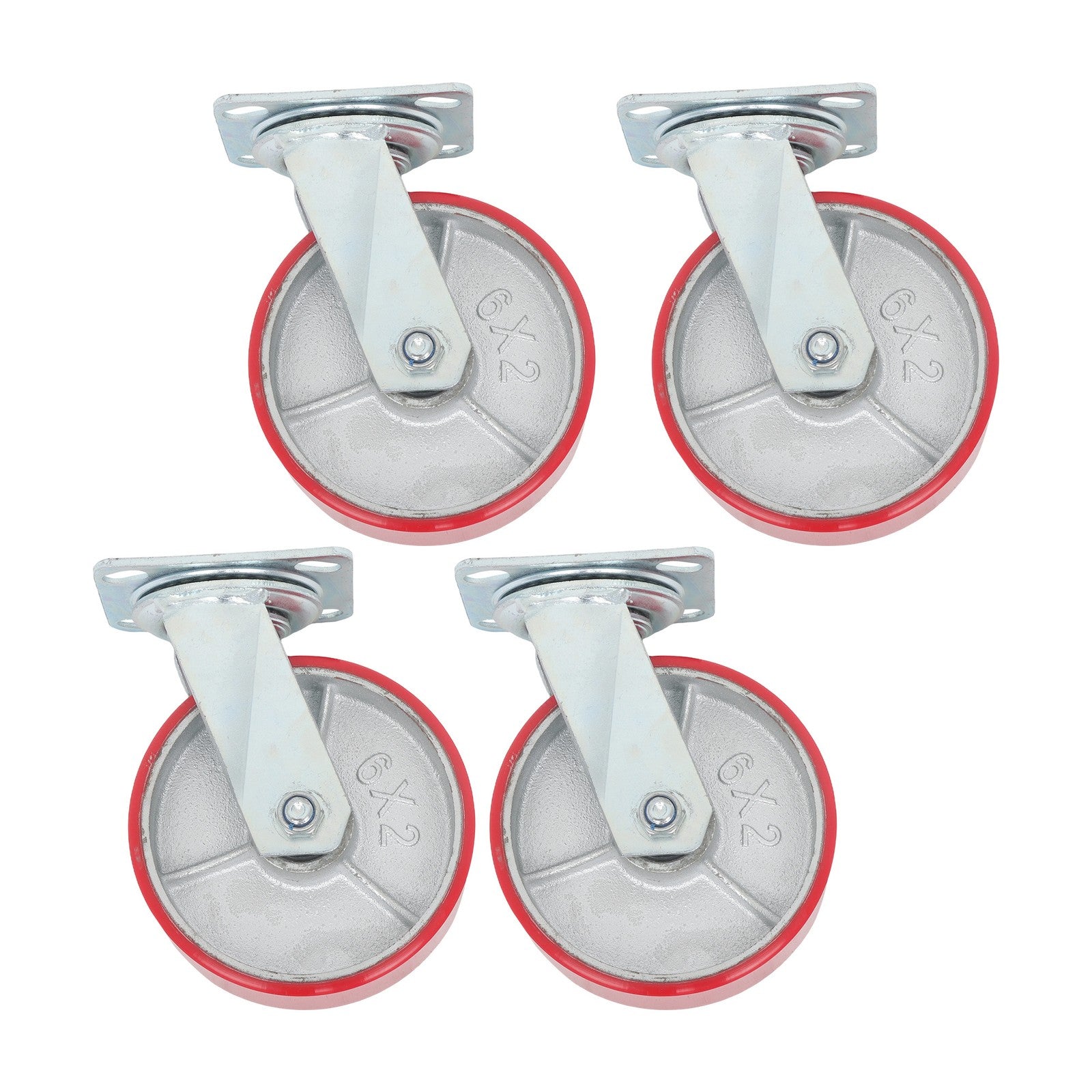 4 Pack Heavy Duty Swivel Caster Wheels 6" × 2" Polyurethane 4800Lbs Industrial