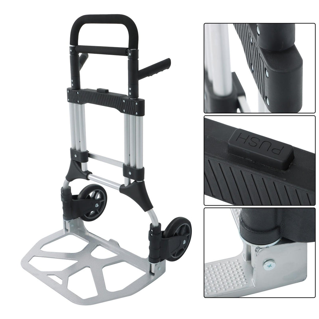 500 LB Aluminum Folding Hand Truck with Telescoping Handle & Elastic Ropes