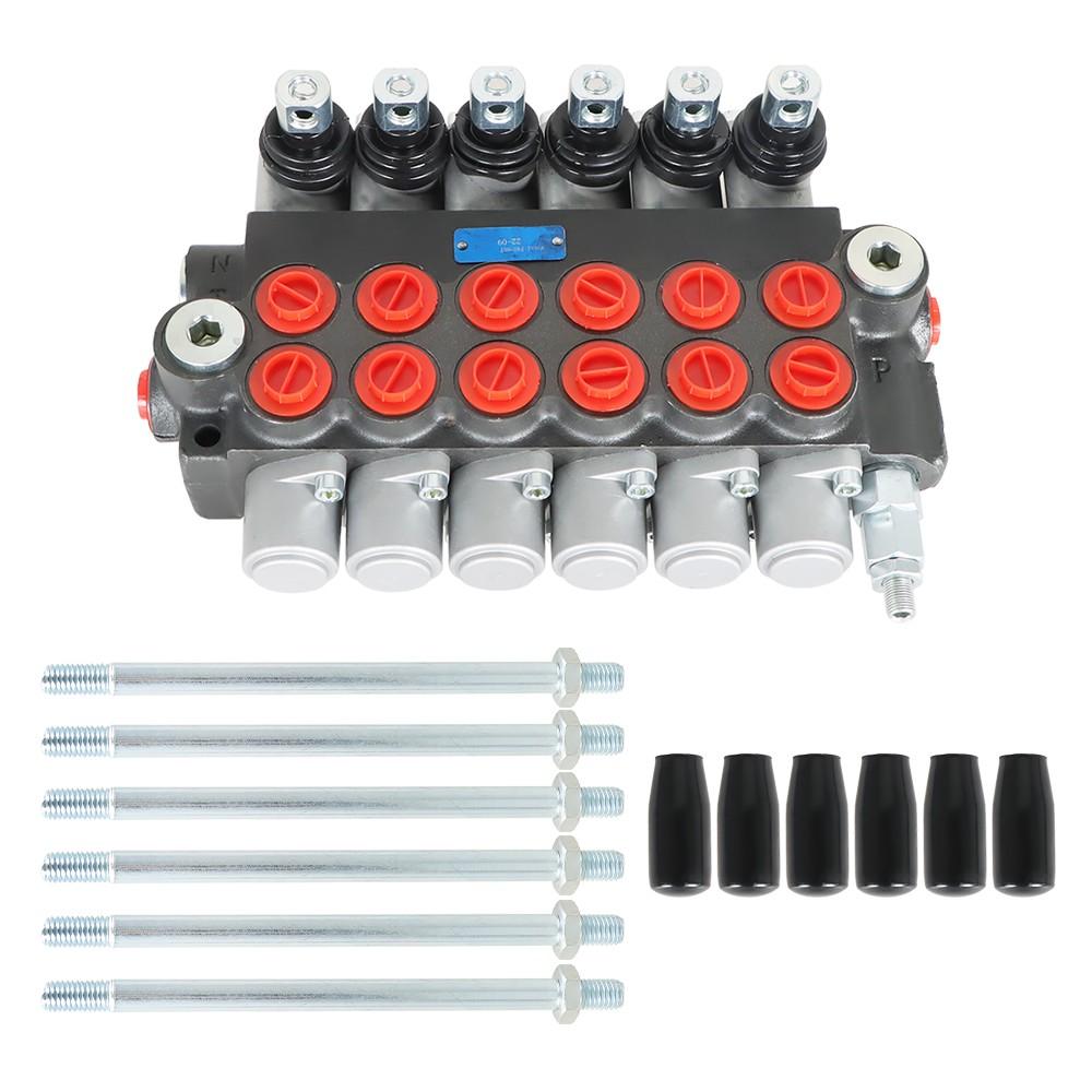 6 Spool Hydraulic Monoblock Double Acting Control Valve SAE11GPM+Conversion Plug