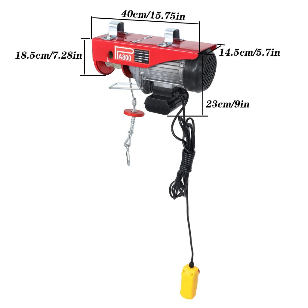 Wired Remote Control Crane Winch Mini Electric Hoist 1350W 1760lbs 14ft/4.2m
