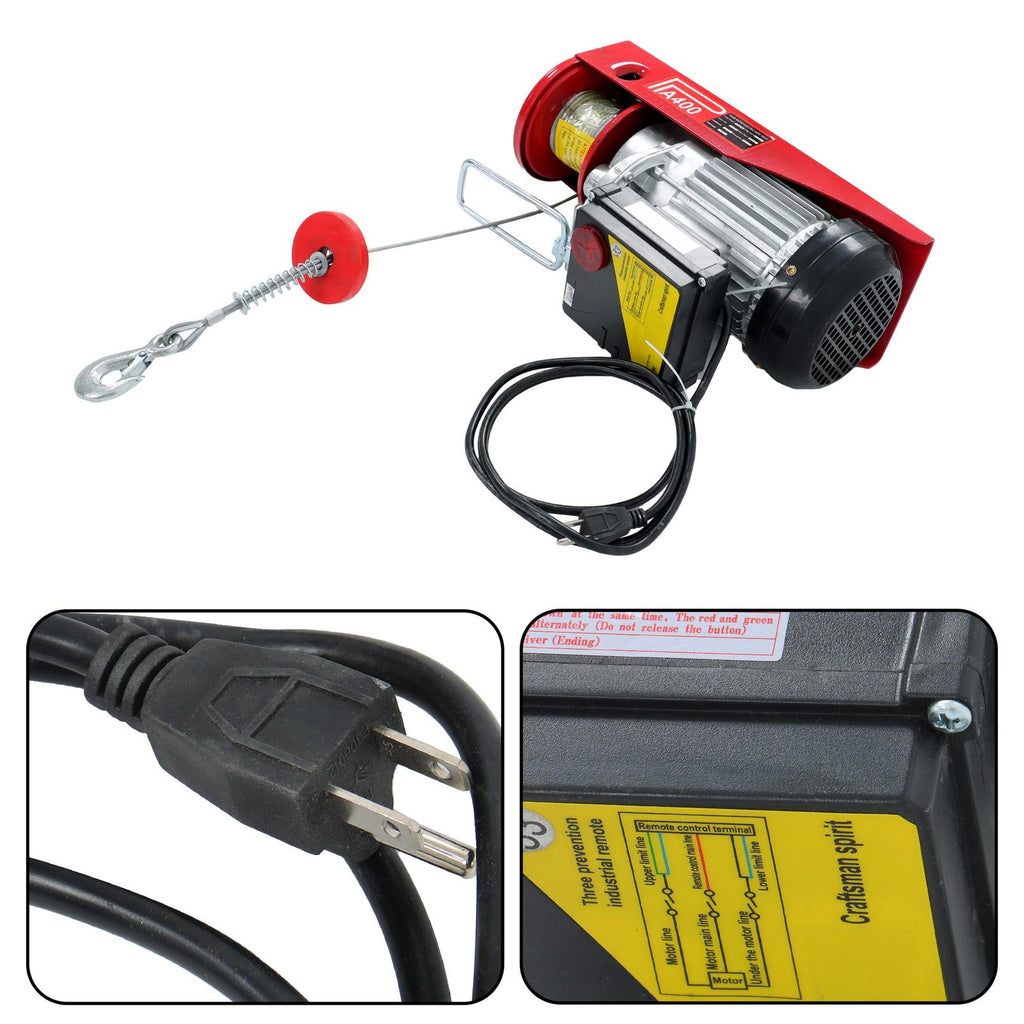 880 lbs Electric Hoist 328 ft Wireless Remote Control 40ft/20ft Lifting Height