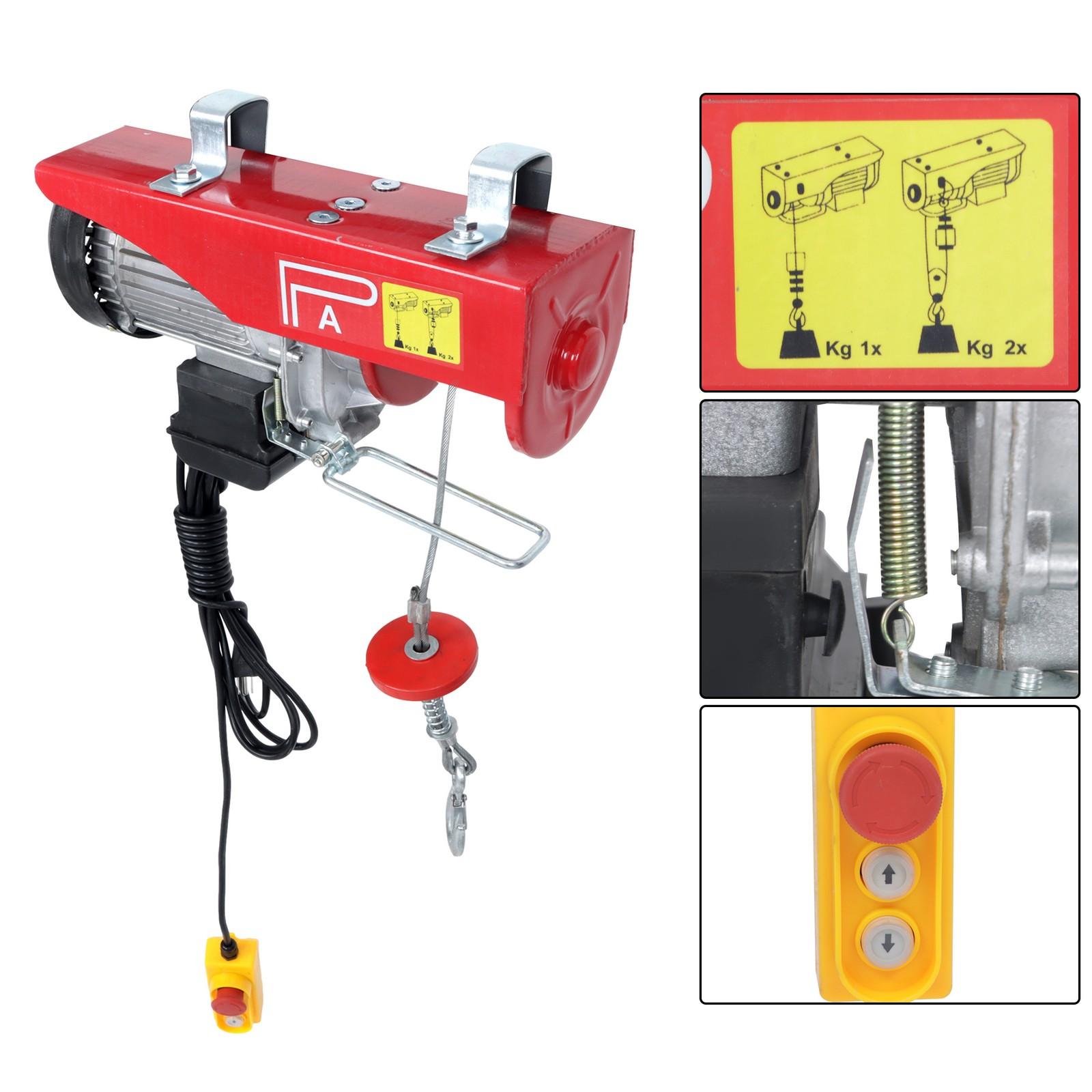 1760lbs 1350W Electric Hoist  with 13ft Lifting Belt+3.2ft Metal Ring Axle Belt