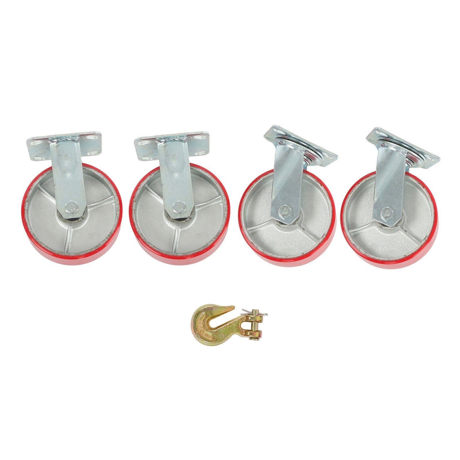 4 Pack 6" × 2" Swivel Caster Wheels 4800Lbs Polyurethane (2 Swivel & 2 Rigid)