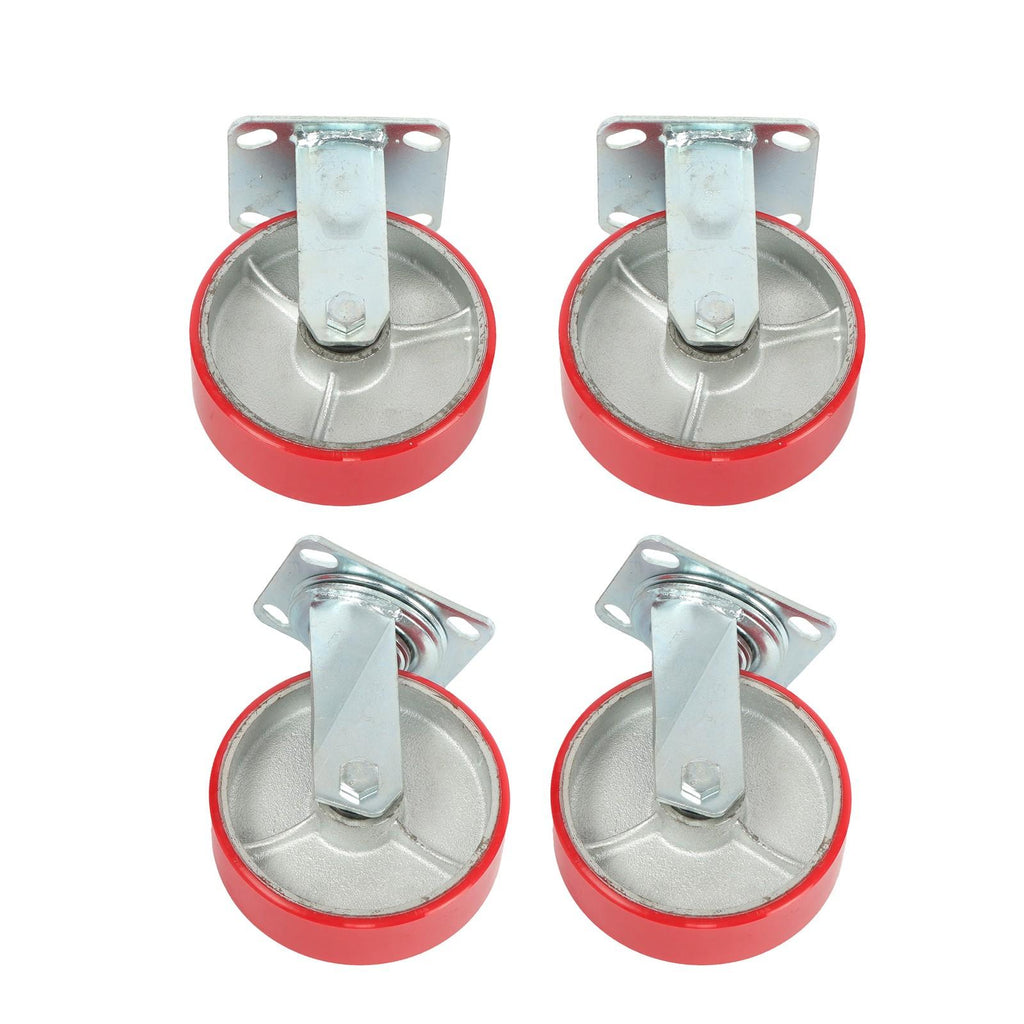 4 Pack 6" × 2" Swivel Caster Wheels 4800Lbs Polyurethane (2 Swivel & 2 Rigid)