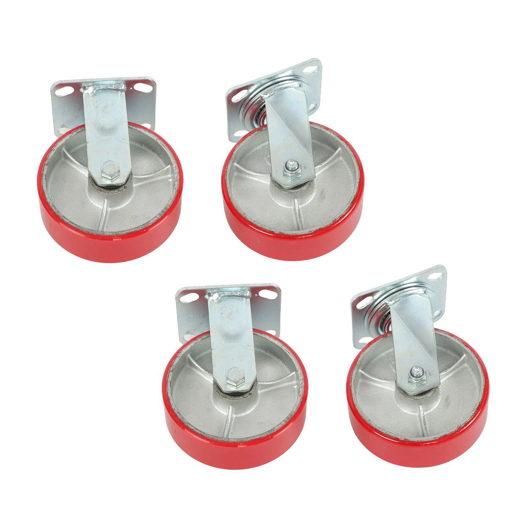 4 Pack 6" × 2" Swivel Caster Wheels 4800Lbs Polyurethane (2 Swivel & 2 Rigid)