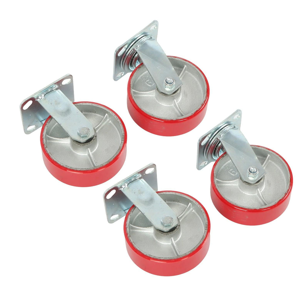 4 Pack 6" × 2" Swivel Caster Wheels 4800Lbs Polyurethane (2 Swivel & 2 Rigid)