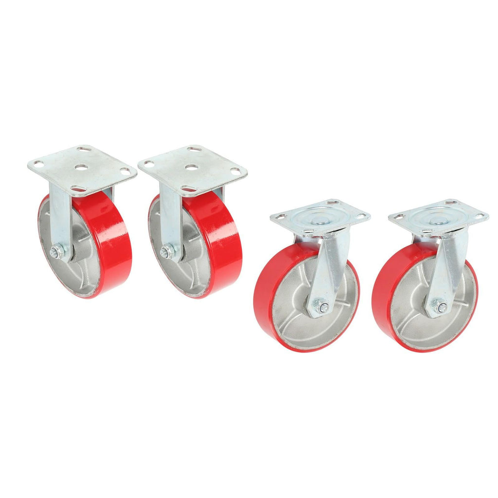 4 Pack 6" × 2" Swivel Caster Wheels 4800Lbs Polyurethane (2 Swivel & 2 Rigid)